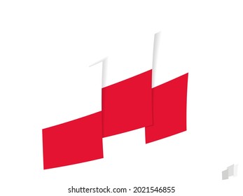 Polen flaggt in abstraktem Rippendesign. Modernes Design der polnischen Flagge. Vektorsymbol.
