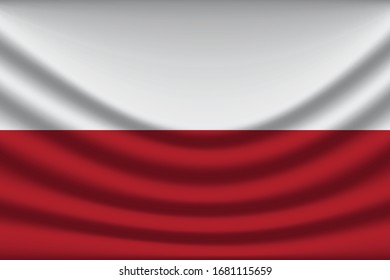 Fondo de la bandera polaca con textura de tela. Indicador de Polonia, ilustración vectorial, eps10. - Vector