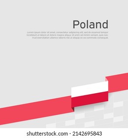 Poland flag background. Ribbon poland flag colors on white background. National poster. Vector flat design. Polish state patriotic cover, flyer