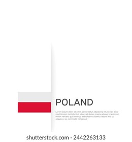 Poland flag background. State patriotic polish banner, cover. Document template with poland flag on white background. National poster. Business booklet. Vector illustration, simple design