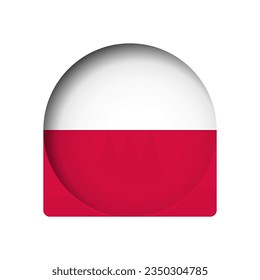 Poland flag - behind the cut circle paper hole with inner shadow.