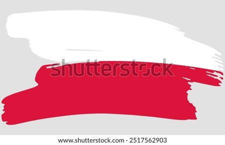 Poland flag brush paint texture. Grunge Poland flag. Polish emblem brush concept