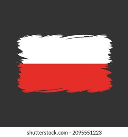 Poland Flag with Brush Style