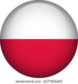 Poland flag button. Emblem of Poland. Vector flag, symbol. Colors and proportion correctly.
