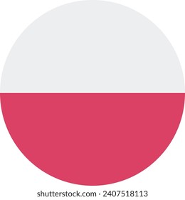 Poland flag. Button flag icon. Standard color. Circle icon flag. Computer illustration. Digital illustration. Vector illustration.