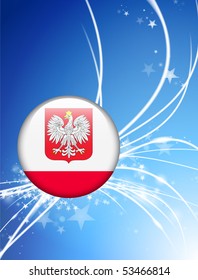 Poland Flag Button on Abstract Light Background Original Illustration