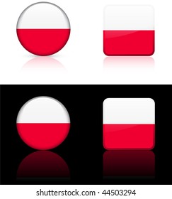 Botones de la bandera de los polígonos sobre fondo blanco y negro Ilustración vectorial original