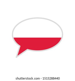 Poland flag in chat bubble icon isolated on white background. Language symbol modern, simple, vector, icon for website design, mobile app, ui. Vector Illustration