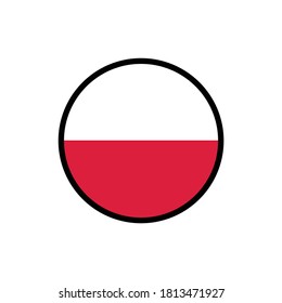 Poland flag in circle on white background
