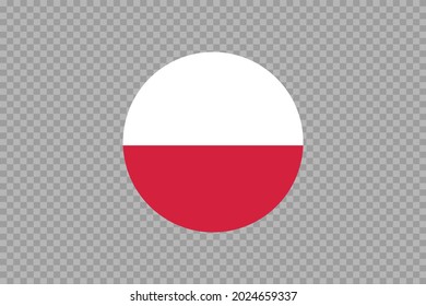 Poland flag in circle shape isolated  on png or transparent  background,Symbol of Poland, template for banner,card,advertising, magazine,vector,top gold medal winner sport country 