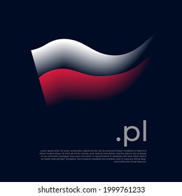 Poland flag. Colored stripes of the polish flag on a dark background. Vector stylized design national poster with pl domain, place for text. State patriotic banner poland, cover
