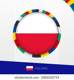 Poland Flag with Colorful Circle Border. Vector icon.