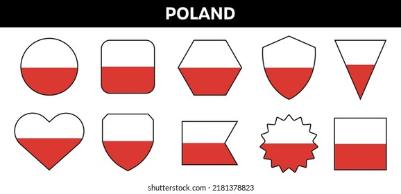 Polen fahmt Farben in verschiedenen Formen. Polen Vektorgrafik-Kollektion.