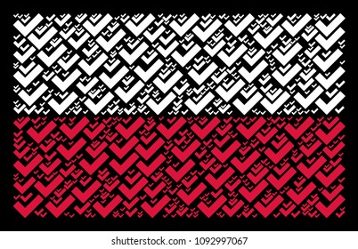 Poland Flag composition composed of yes design elements. Flat vector yes icons are combined into geometric Poland flag composition on a black background. Designed for political and patriotic projects.