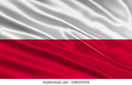 polnische Flagge. Waving Poland flagge aus Satin oder Seidengewebe. Vektorgrafik.