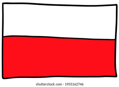 Bandera de Polonia Dibujo de Doodle Hand Dibujo simple de vector 