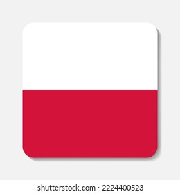 Icono plano de la bandera de Polonia. Elemento vector cuadrado con sombra por debajo. Mejor para aplicaciones móviles, interfaz de usuario y diseño web.