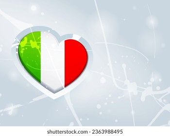 Bandera de Polonia en forma de corazón 3D y fondo abstracto de manchas de pintura. Bandera de Polonia. Uso para folletos, material impreso, logotipos, carteles, elementos, etc.