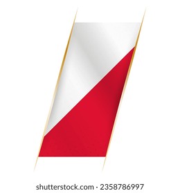 Poland flag in the form of a banner with waving effect and shadow. Modern vector design.