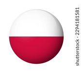 Poland flag - glossy circle badge. Vector icon.