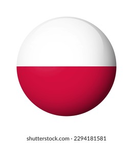 Poland flag - glossy circle badge. Vector icon.