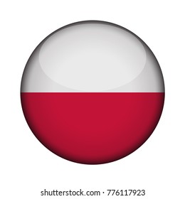 poland Flag in glossy round button of icon. poland emblem isolated on white background. National concept sign. Independence Day. Vector illustration.