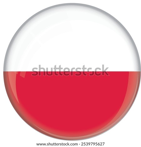 Poland flag with glossy rounded button for football team and national emblem