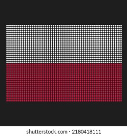 Poland flag with grunge texture in dot style. Abstract vector illustration of a flag with halftone effect for wallpaper. Happy Independence Day background concept.