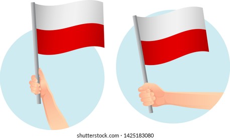 Poland flag in hand. Patriotic background. National flag of Poland vector illustration