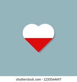 Poland flag heart design template. Vector eps 10