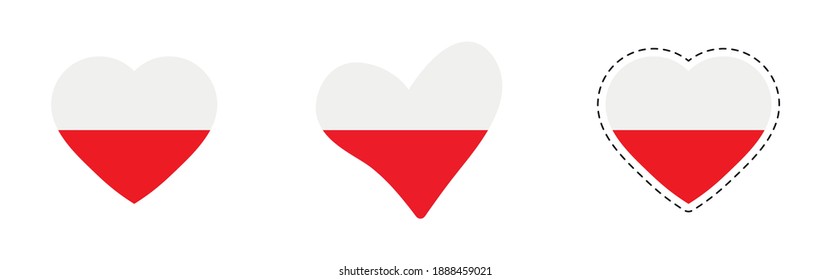 Poland flag. Heart with flag of Poland. Love Poland emblem.