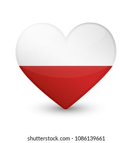 Poland Flag Heart Love Emoji Icon Object Symbol Gradient Vector Art Design Cartoon Isolated.