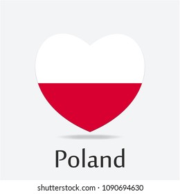 Poland Flag in Heart Shape