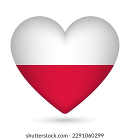 Poland flag in heart shape. Vector illustration.