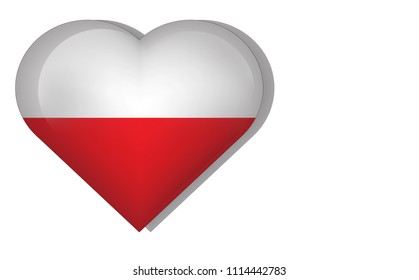 The Poland flag in the heart sign. ( vector )