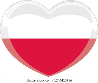 Poland flag in a heart vector, sticker