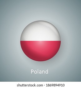 Icono de la bandera de Polonia gradiente 3d aislado