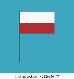 Poland flag icon in flat design. Independence day or National day holiday concept.