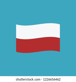 Poland flag icon in flat design. Independence day or National day holiday concept.