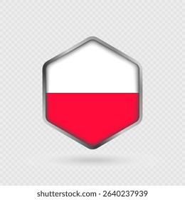 Poland Flag Icon in Hexagon Shape.