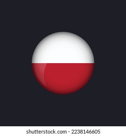 Icono de la bandera de Polonia,Icono de la bandera Ronda Polonia aislado, botón de la bandera de Polonia.