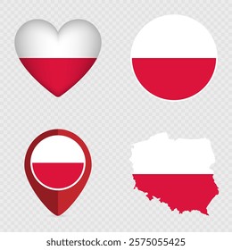 Poland Flag Icons Pack. Vector illustration.