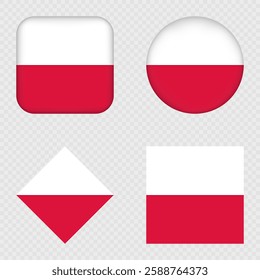 Poland Flag Icons Pack. Vector illustration.