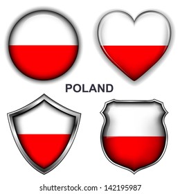 Iconos de la bandera de Polonia, botones vectoriales. 