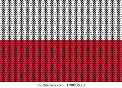 Poland flag in knitting pattern for the winter season