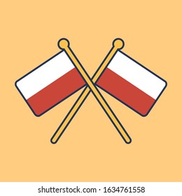 Poland Flag Line Icon, Poland Flag