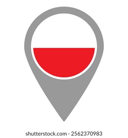 Poland flag location pin, flag application, Flag on Location Pin, graphic design, map pointer, vector illustration.