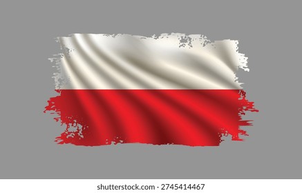 Poland flag made in brush stroke background
