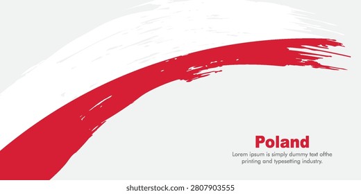 Poland flag made in brush stroke background. National day of Poland. Creative Poland national country flag icon. Abstract painted grunge style brush flag background.