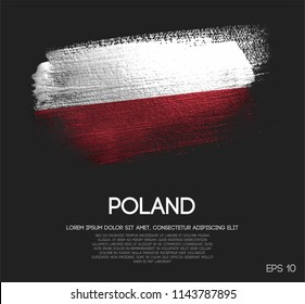 Poland Flag Made of Glitter Sparkle Brush Paint Vector